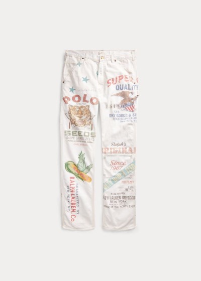 Pantalones Polo Ralph Lauren Hombre Blancos - The Graphic Carpenter - PGQJV0417